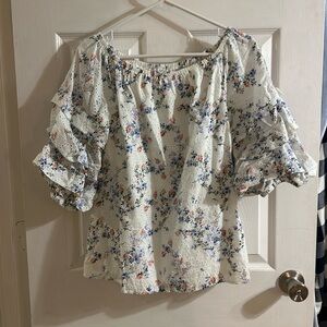 Cece eyelet floral shirt nwt